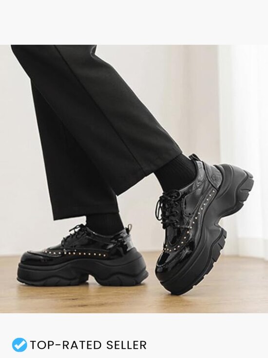 Men\'s Patent Leather Studded Platform Boots Side Zipper Combat Goth Street main image 5